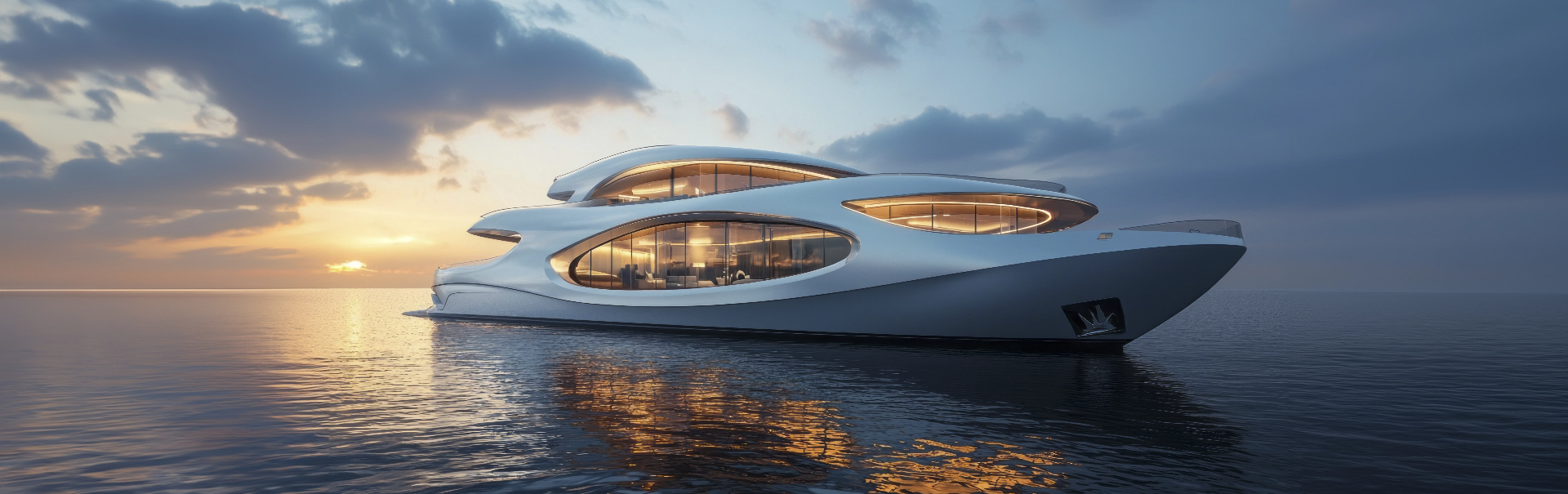 Superyacht at sunset